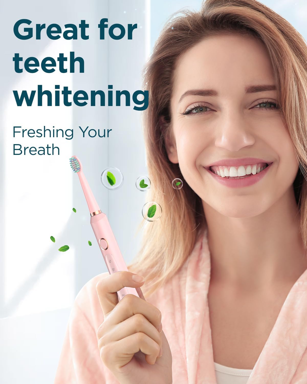 Cepillos de dientes eléctricos recargables Sonic para adultos con 8 cabezales de cepillo y estuche de viaje, blanqueamiento de dientes, cepillo de