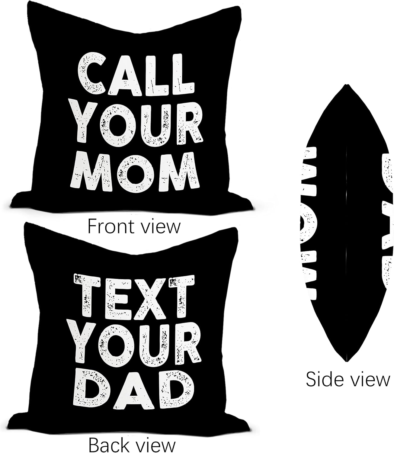 Call Your Mom Text Your Dad – Fundas de almohada reversibles, color negro, decoración de dormitorio universitario, funda de almohada de 18 x 18