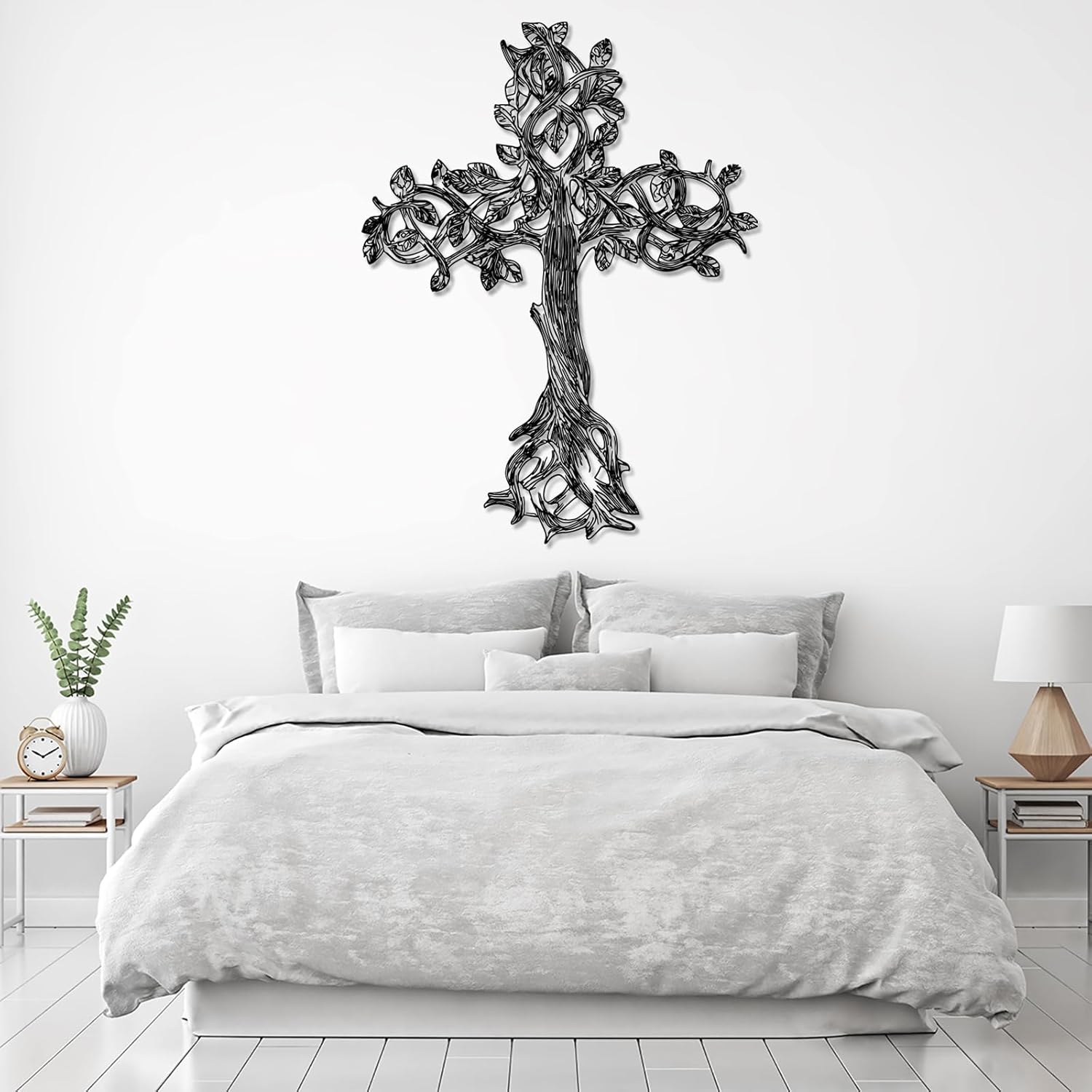 Arte de pared de metal árbol de la vida, decoración de pared de cruz cristiana, decoración de pared de metal religioso, regalos cristianos, árbol de