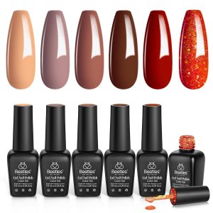 Beetles – Kit de 6 esmaltes de uñas de gel, colección Caramel, esmalte de gel de primavera, color borgoña, rojo y marrón, gel de uñas semipermanete, Beetles – Kit de 6 esmaltes de uñas de gel, colección Caramel, esmalte de gel de primavera, color borgoña, rojo y marrón, gel de uñas semipermanete,