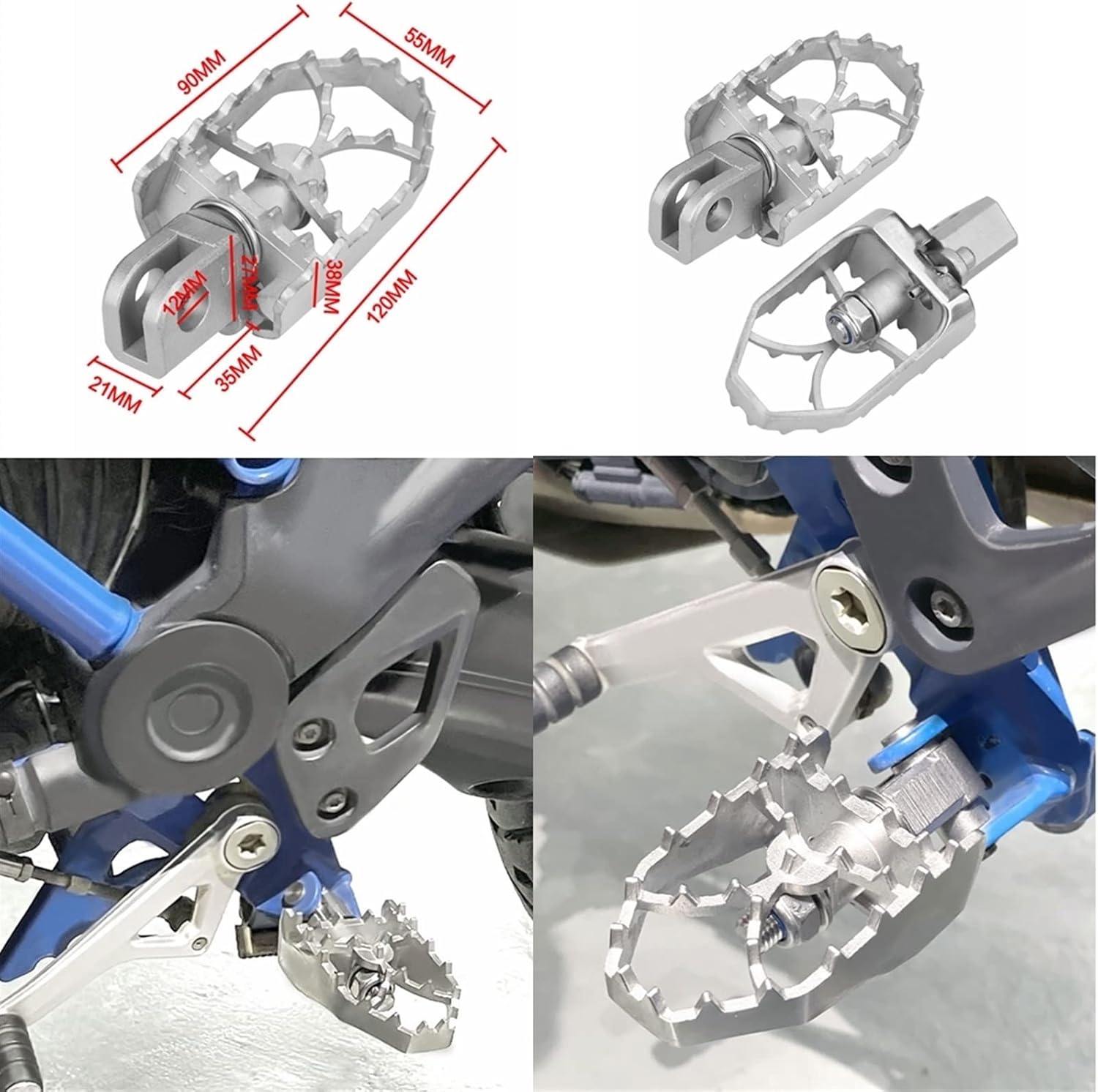 Footpeg Motorcycle Front Footrests Foot Rests Pegs Pedal For Kawasaki Versys 650 KLE650 KLE 650 2007-2021 2020 2019 2018 2017 2016 2015 2014 2013