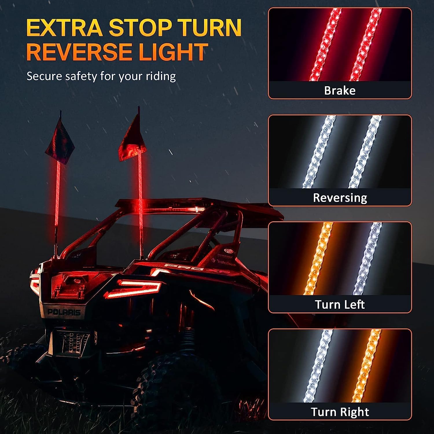 WOUII Con aplicación y control remoto, antena de persecución de música RGB en espiral iluminada, luz LED UTV para ATV puede ser SXS Polaris RZR