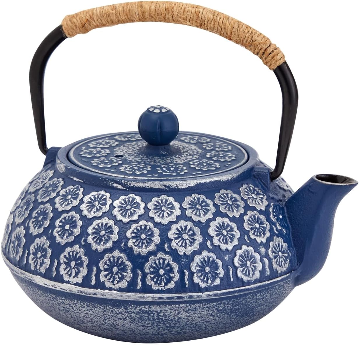 Juvale Juego de 6 teteras japonesas de hierro fundido con infusor, 4 tazas de té y salvamanteles (32 onzas, azul)