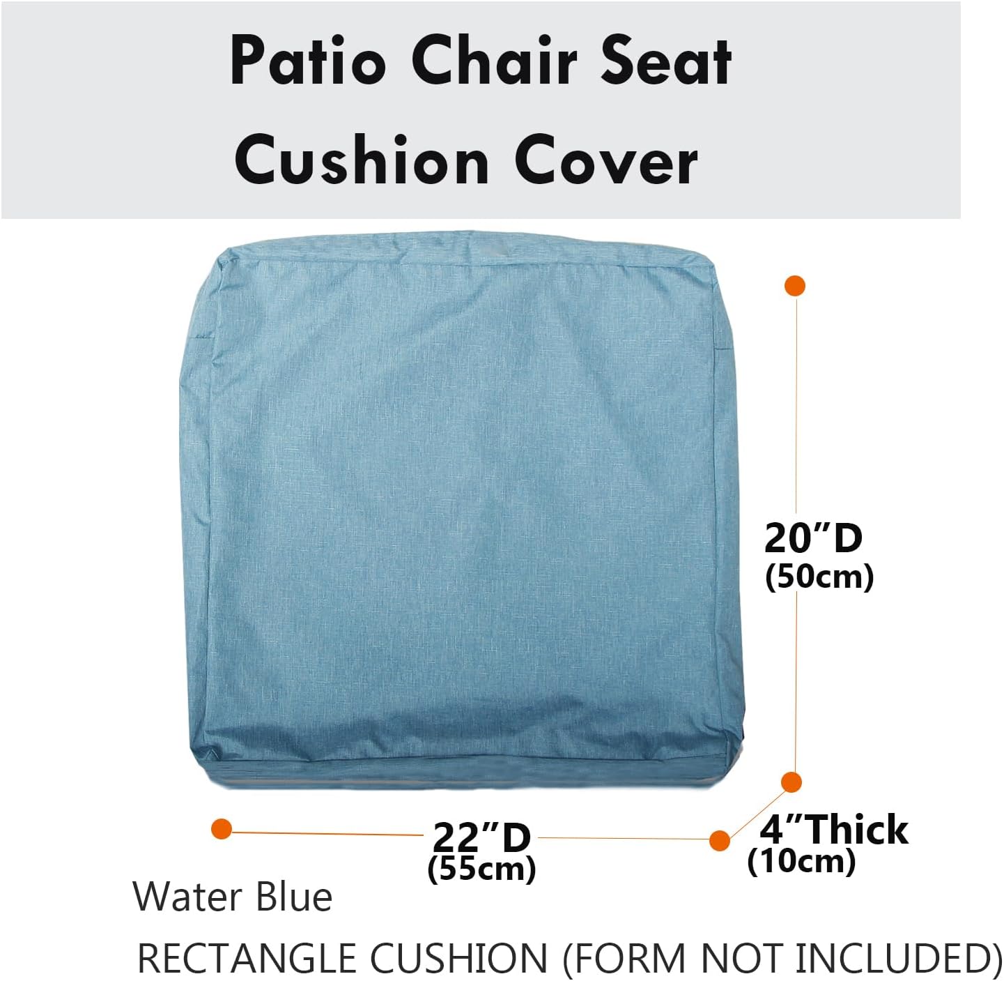 Fundas de cojín para asiento de patio, fundas de repuesto lavables, impermeables, para muebles de exterior, para sofá, sofá, azul agua, 22 x 20 x 4
