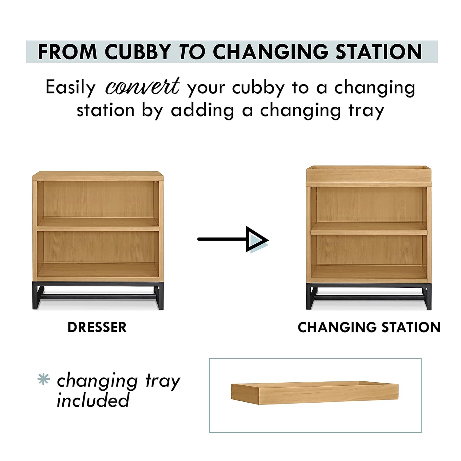 DaVinci Ryder Convertible Cubby Changer & Librería en Miel, Certificado Greenguard Gold