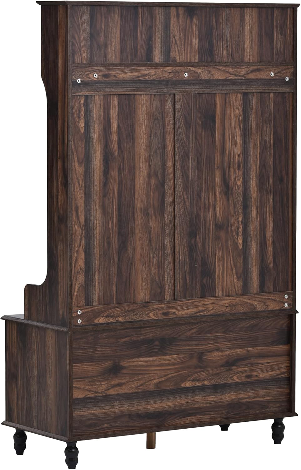 Moderno árbol de pasillo con 4 ganchos, perchero de entrada de madera, banco de almacenamiento integrado con dos estantes superiores de