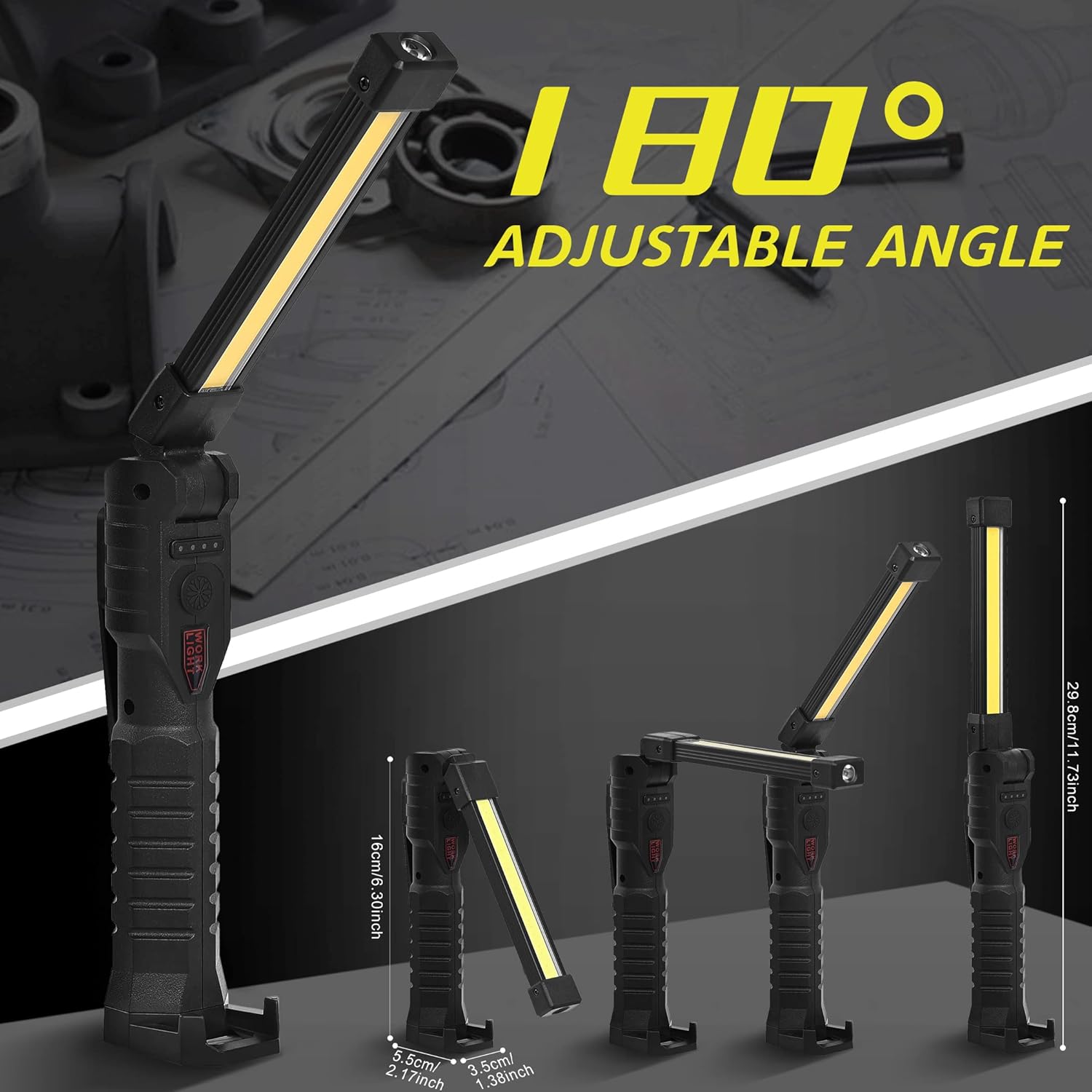 Linterna LED recargable, herramienta de artilugios geniales para hombre, ideas de regalo de cumpleaños, luz de trabajo portátil con base magnética,