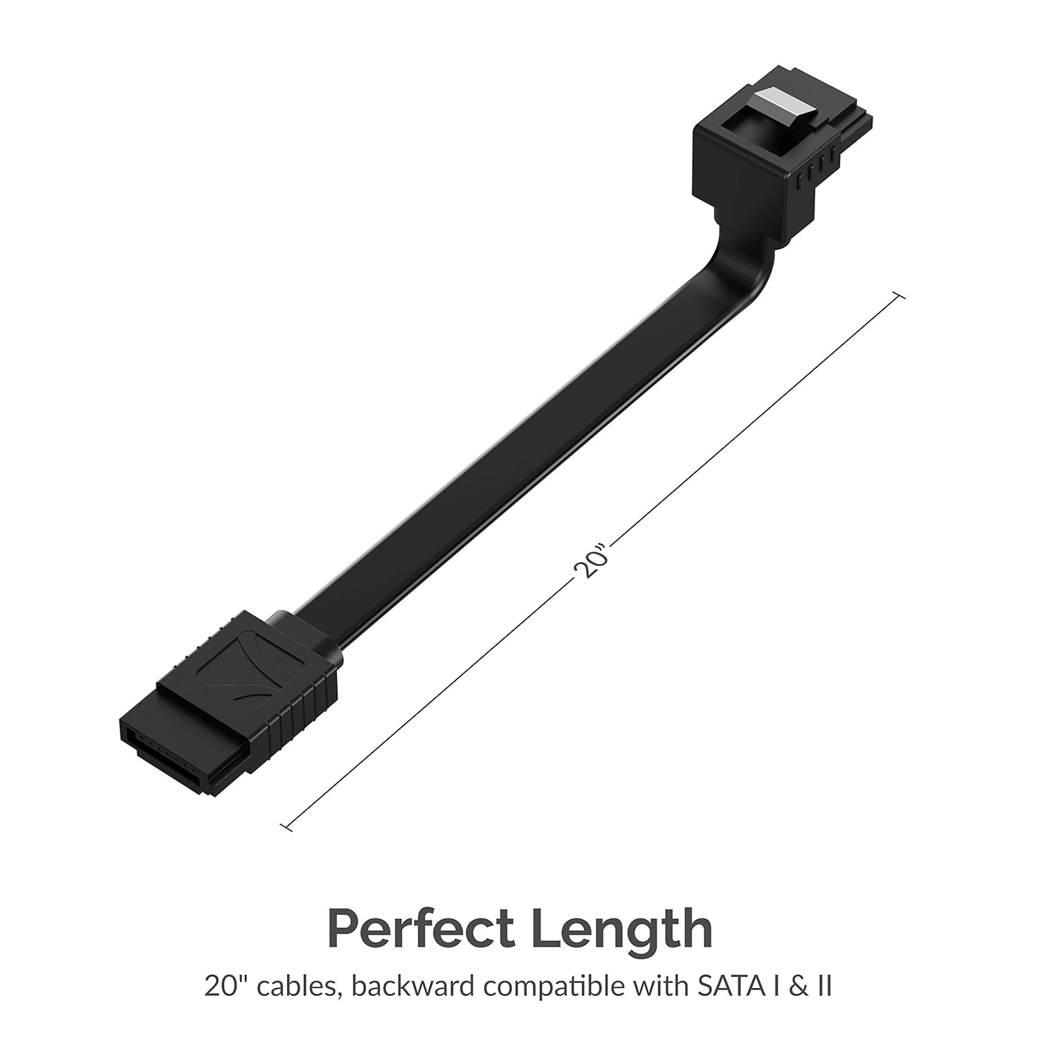 SABRENT Cable de datos SATA III (6 Gbits) en ángulo recto con pestillo de bloqueo para unidades HDDSSDCD y DVD (paquete de 3 unidades de 20