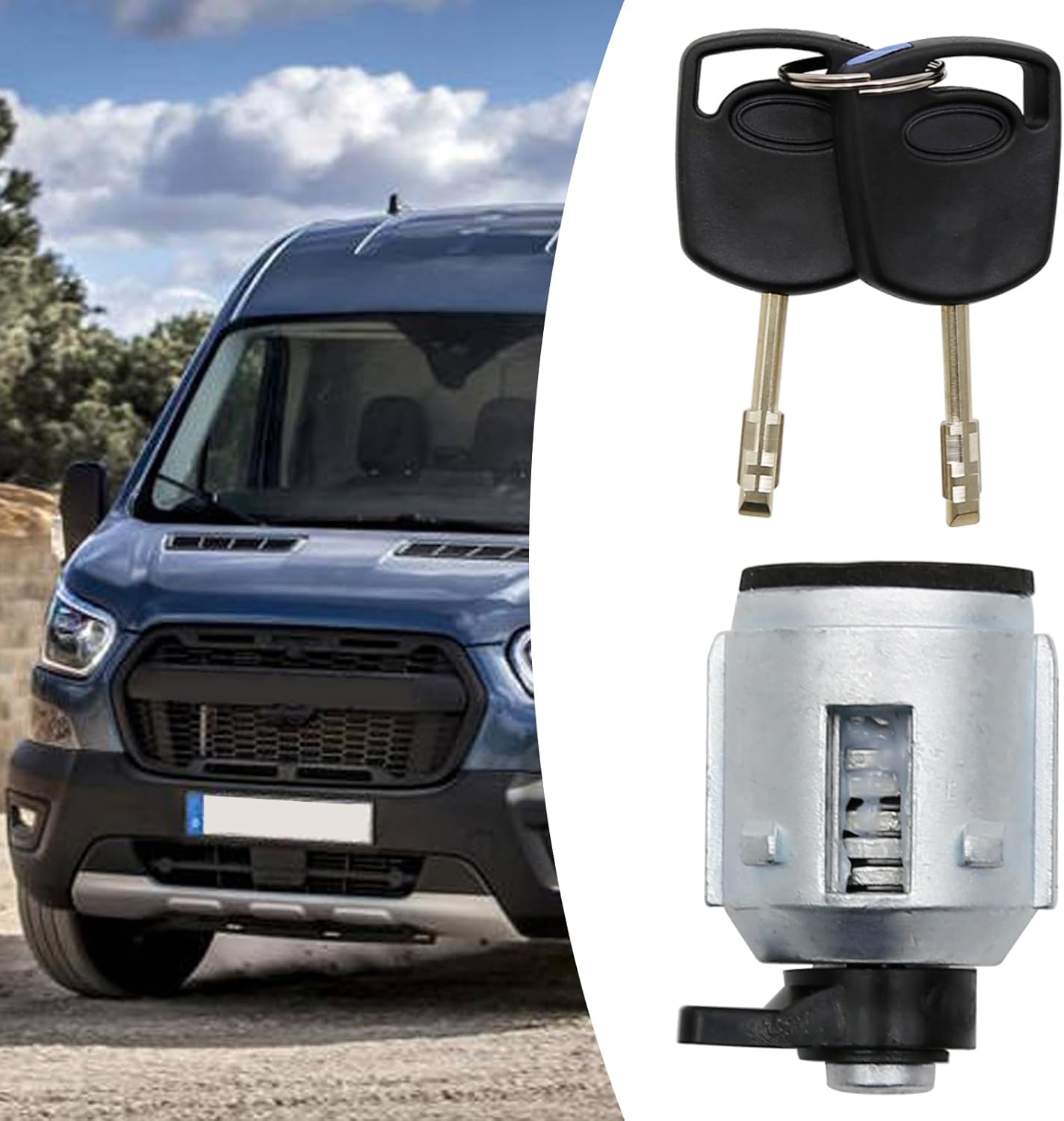 Kit de reparación de cilindro de cerradura de puerta de combustible con 2 llaves de repuesto para Ford Transit Connect 2002-2012 2S6Z-5828624-A