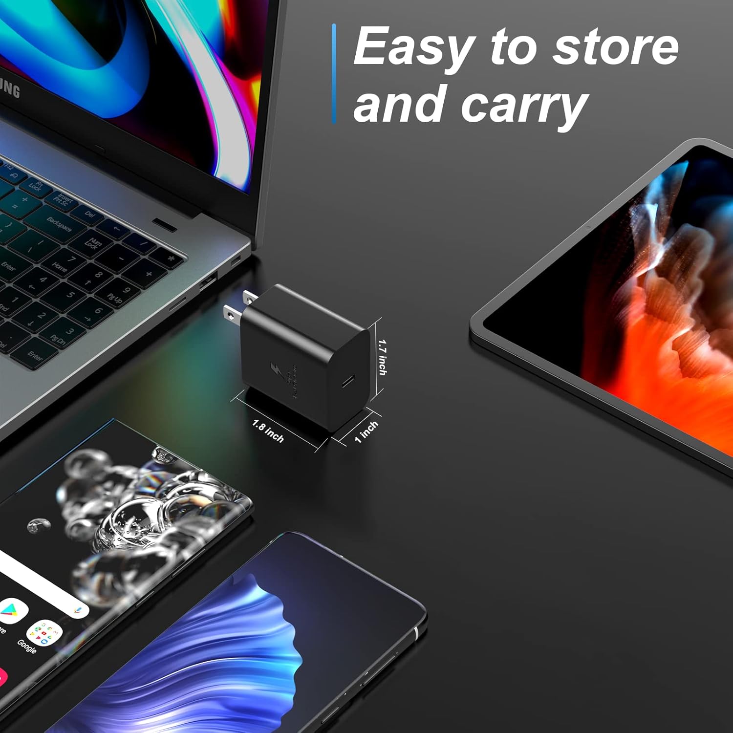 Cargador rápido tipo C, cargador de pared USB C de 45 W, bloque de carga súper rápida y cable tipo C de 6 pies soporta carga súper rápida 2.0 para