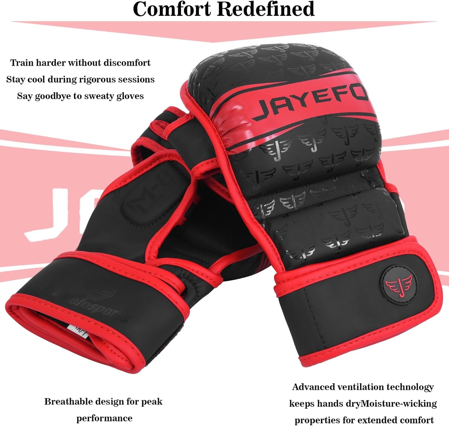 Jayefo Guantes MMA  Guantes de entrenamiento y agarre de palma abierta  Artes marciales para hombres y mujeres  Soporte de muñeca  Deportes de