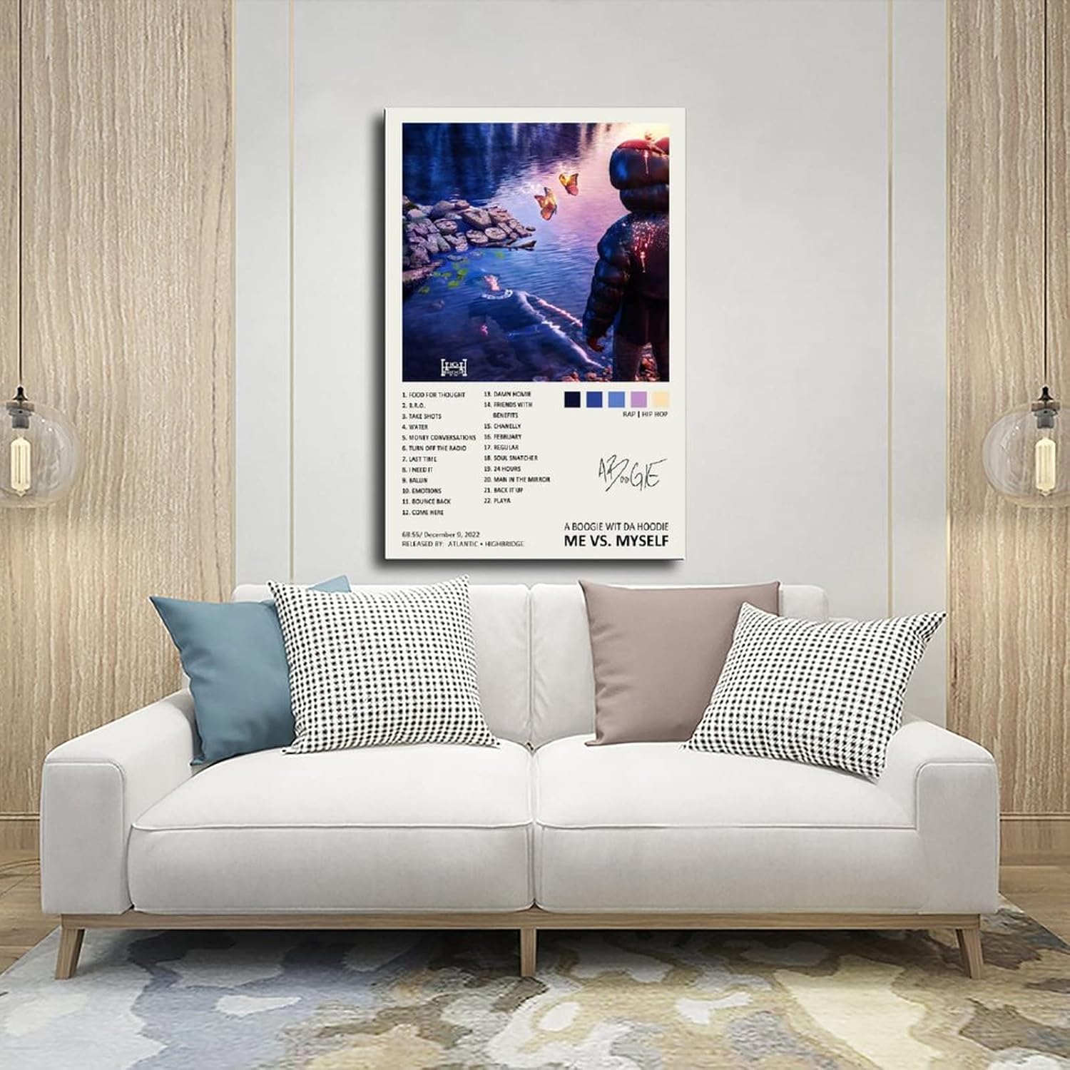 YTGMO Póster con capucha de A Boogie Wit Da, con texto en inglés “Me Vs. Mysel”, con portada de álbum de música, firmado, limitado, póster en