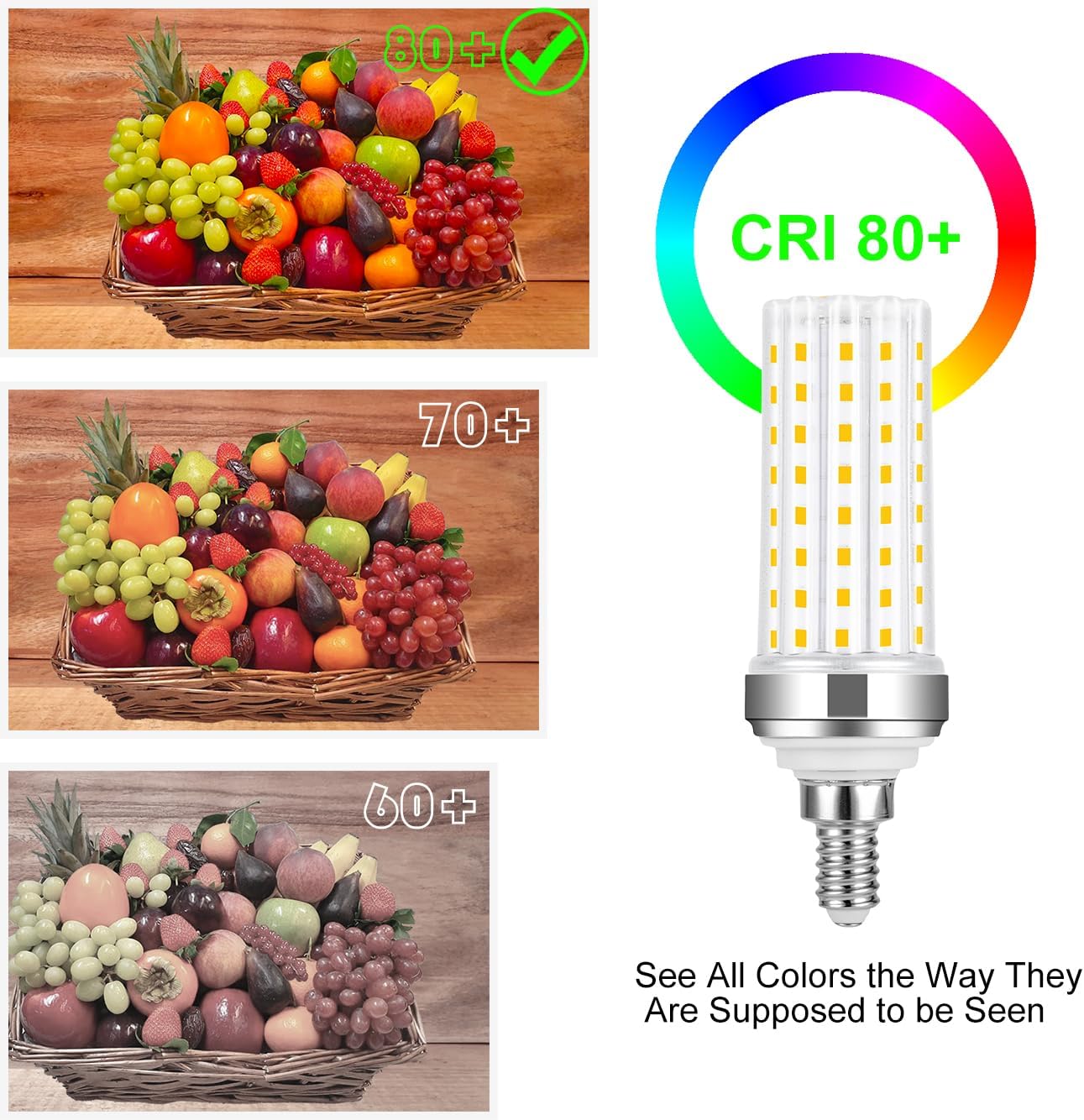 Bombilla LED E12, bombilla LED de candelabro de 20 W, blanco cálido 3000 K, bombillas incandescentes equivalentes a 150 W, bombillas de ventilador