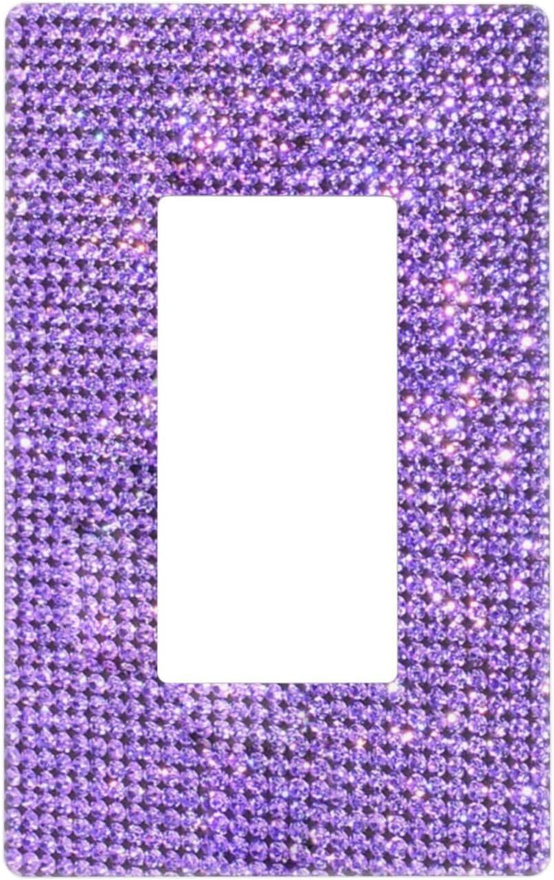 Cubierta de interruptor de luz con diamantes de imitación morados, 1 banda, salida de balancín individual, placas de pared brillantes con purpurina,