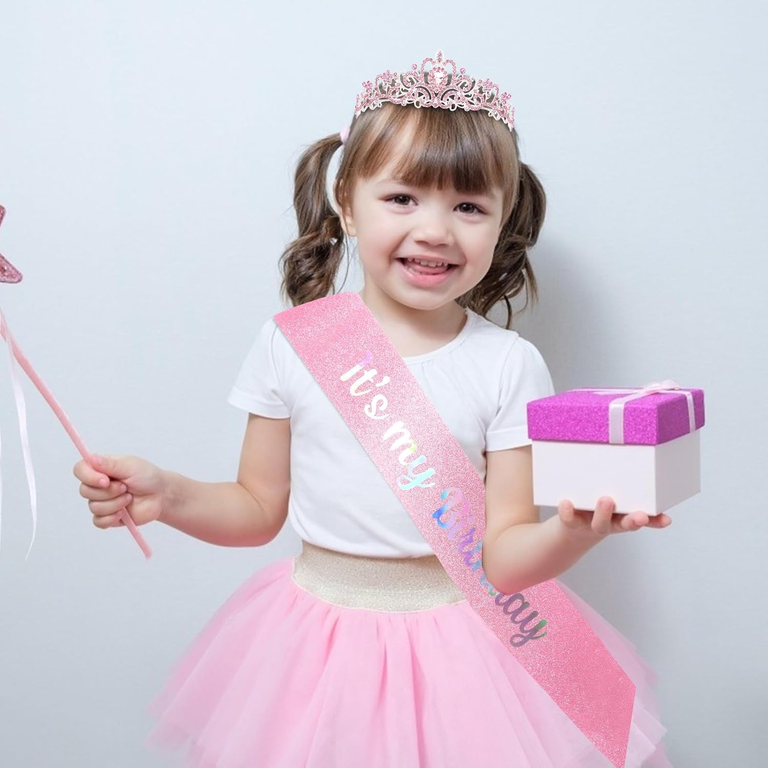 Corona de cumpleaños para mujer, juego de banda y tiara de diamantes de imitación, banda de cumpleaños de princesa y tiara para mujer, decoración de