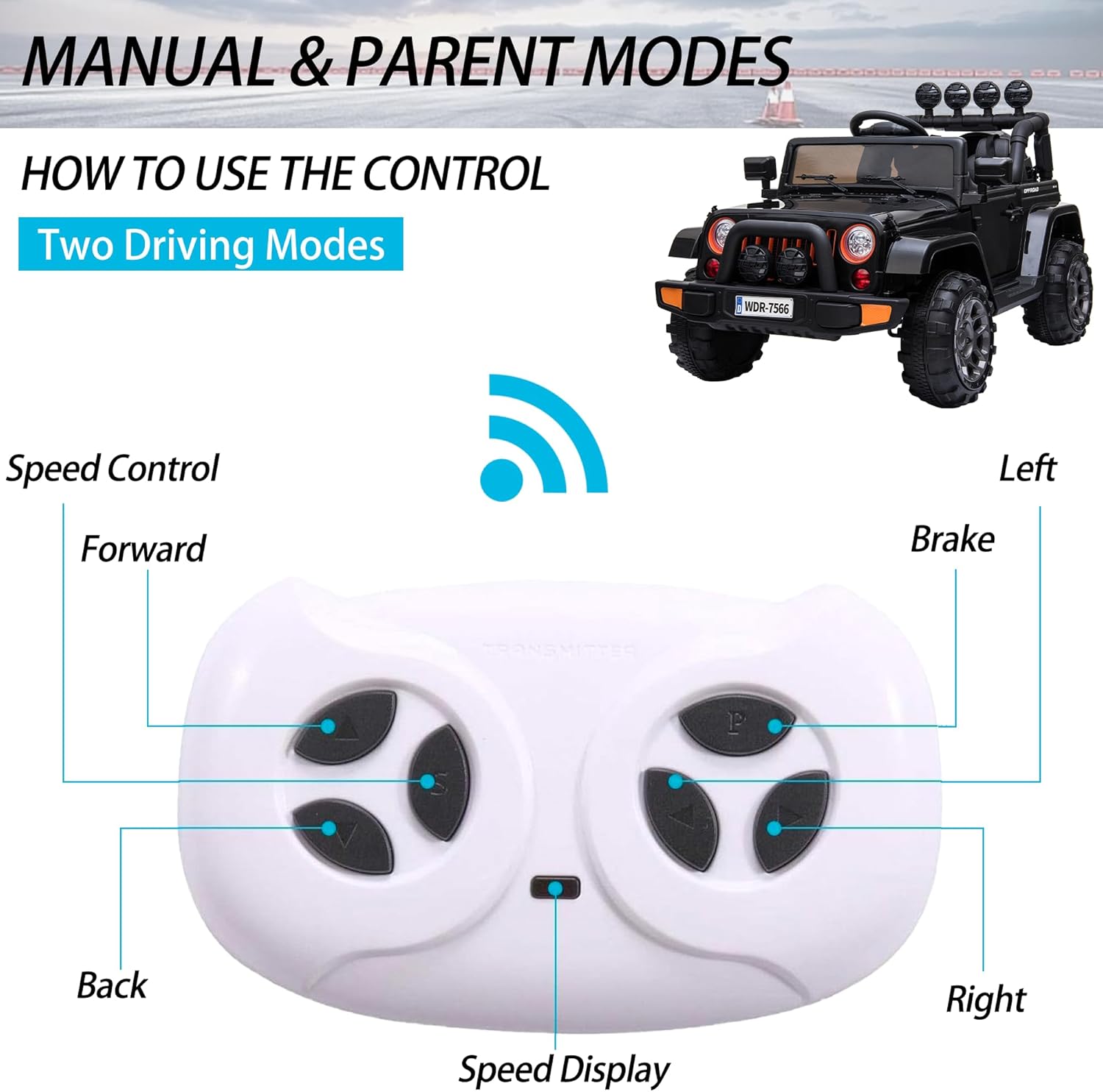 Camión de paseo para niños, vehículo eléctrico con batería de 12 V con control remoto para padres, almacenamiento, suspensión de resorte, 3