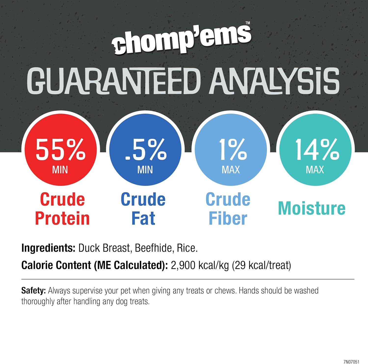 Chomp’ems – Mancuernas de pato y arroz, 4 onzas, golosinas saludables y ricas en proteínas para perros, masticables para perros