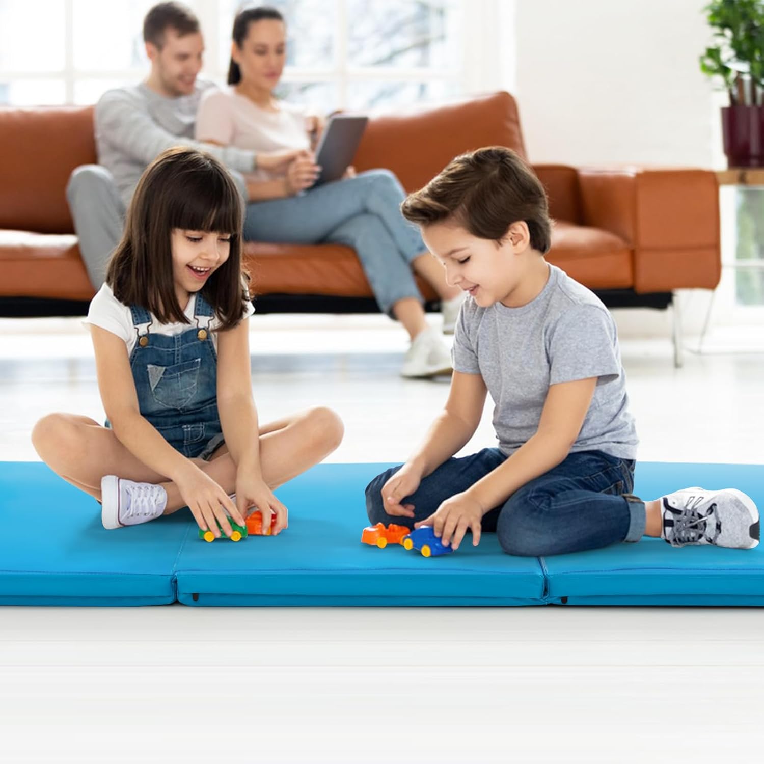 Goplus Esterilla de gimnasia plegable, de 6 x 2 x 2 pulgadas de grosor, de tres pliegues, con asas de transporte, cierre de velcro, esterillas de