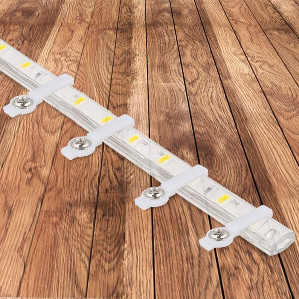 Paquete de 200 clips de tira de luces LED, soportes de montaje de tira LED, clips de luces LED, clips de cuerda con 200 tornillos (ideal para tira