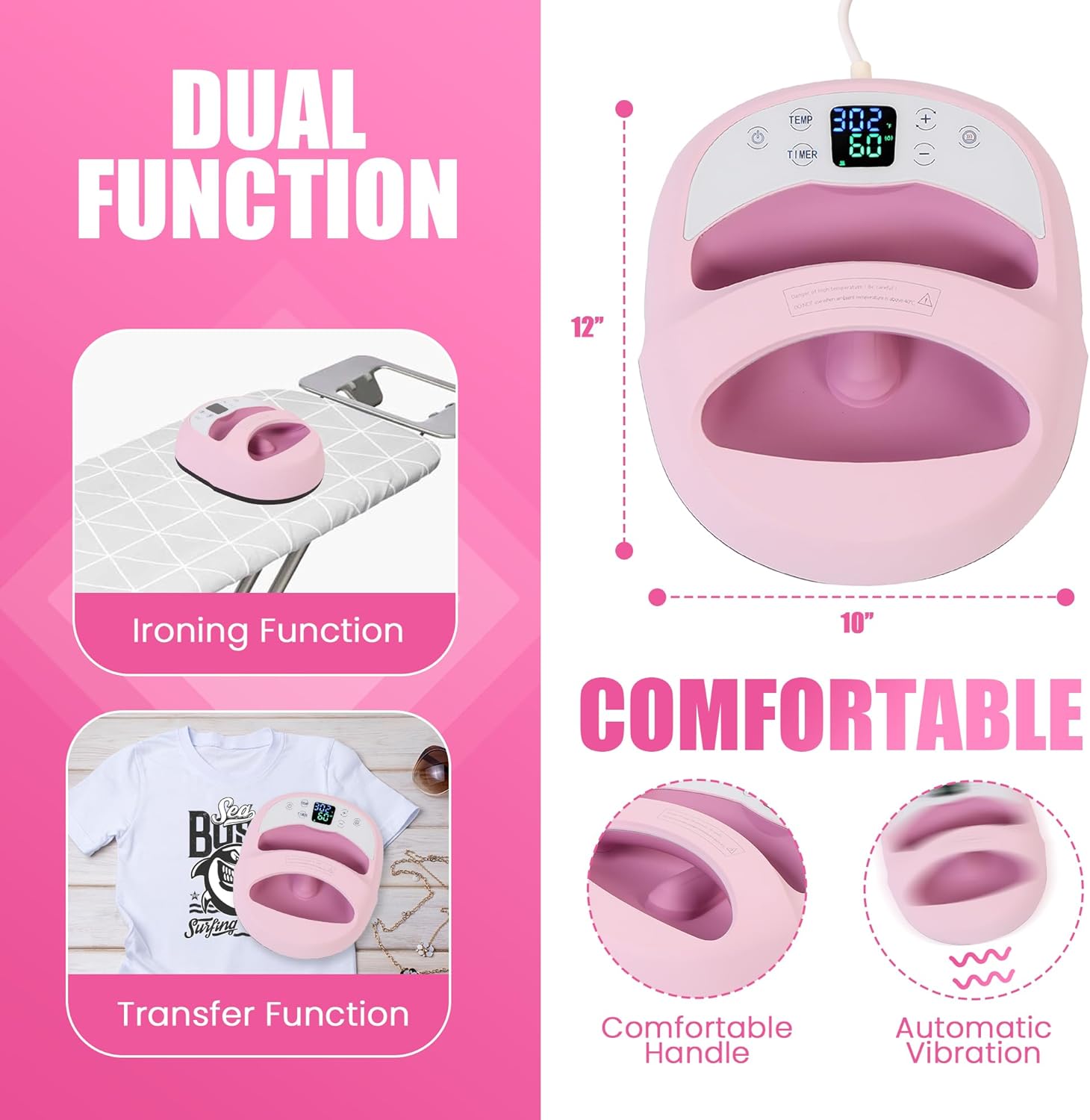 Máquina de prensa térmica de 12 x 10 pulgadas para camisetas, máquina de sublimación de prensa automática portátil y máquina de prensa de camisas de