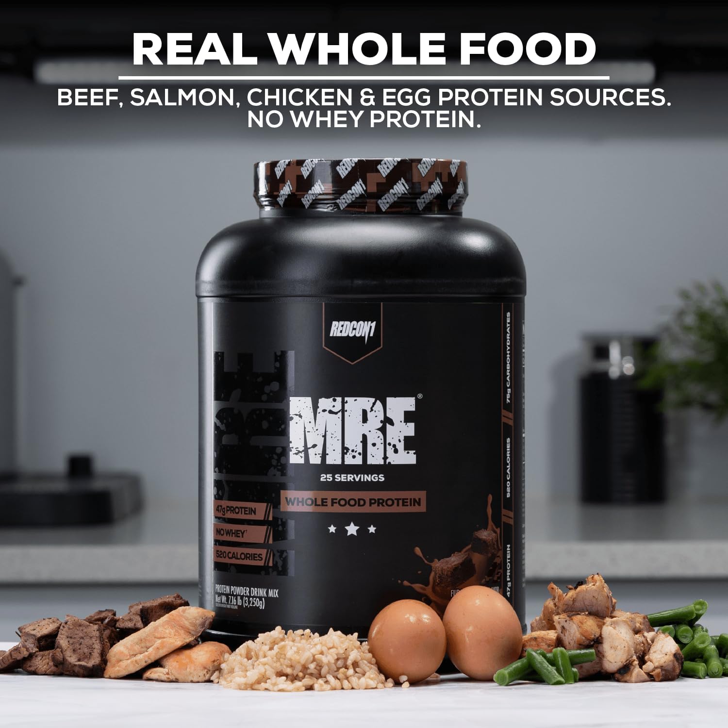 REDCON1 MRE Proteína en polvo, galleta de mantequilla de maní, mezcla de proteínas de reemplazo de comidas hecha con aceite MCT y alimentos
