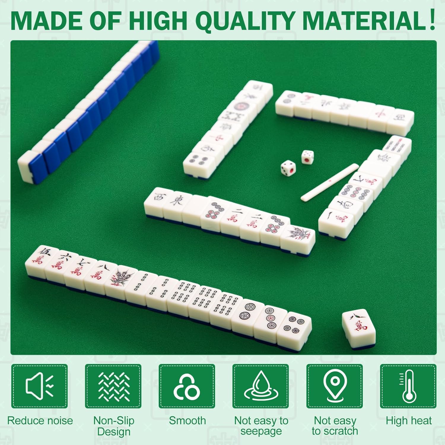 Paquete de 2 tapetes Mahjong de 35 x 35 pulgadas con bolsas de transporte de goma antideslizante, reducción de ruido, cubierta de mesa Mahjong para