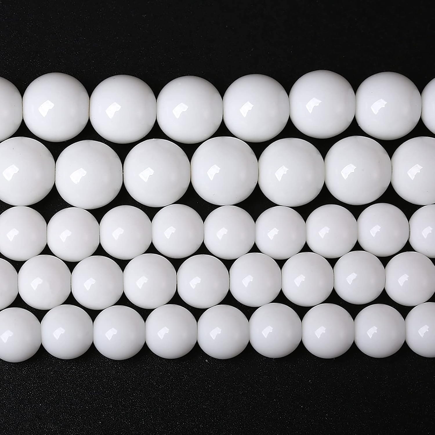 60 cuentas sueltas de ágata blanca de porcelana blanca de 0.236 in, espaciador redondo para hacer joyas, pulseras, collares, 15 pulgadas, energía