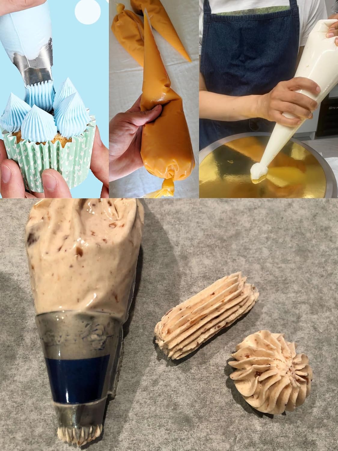 Puntas de tubería extra grandes con bolsas para glaseado, merengue, churros, macarrones, eclairs, masa de galletas de pastelería, 24 unidades