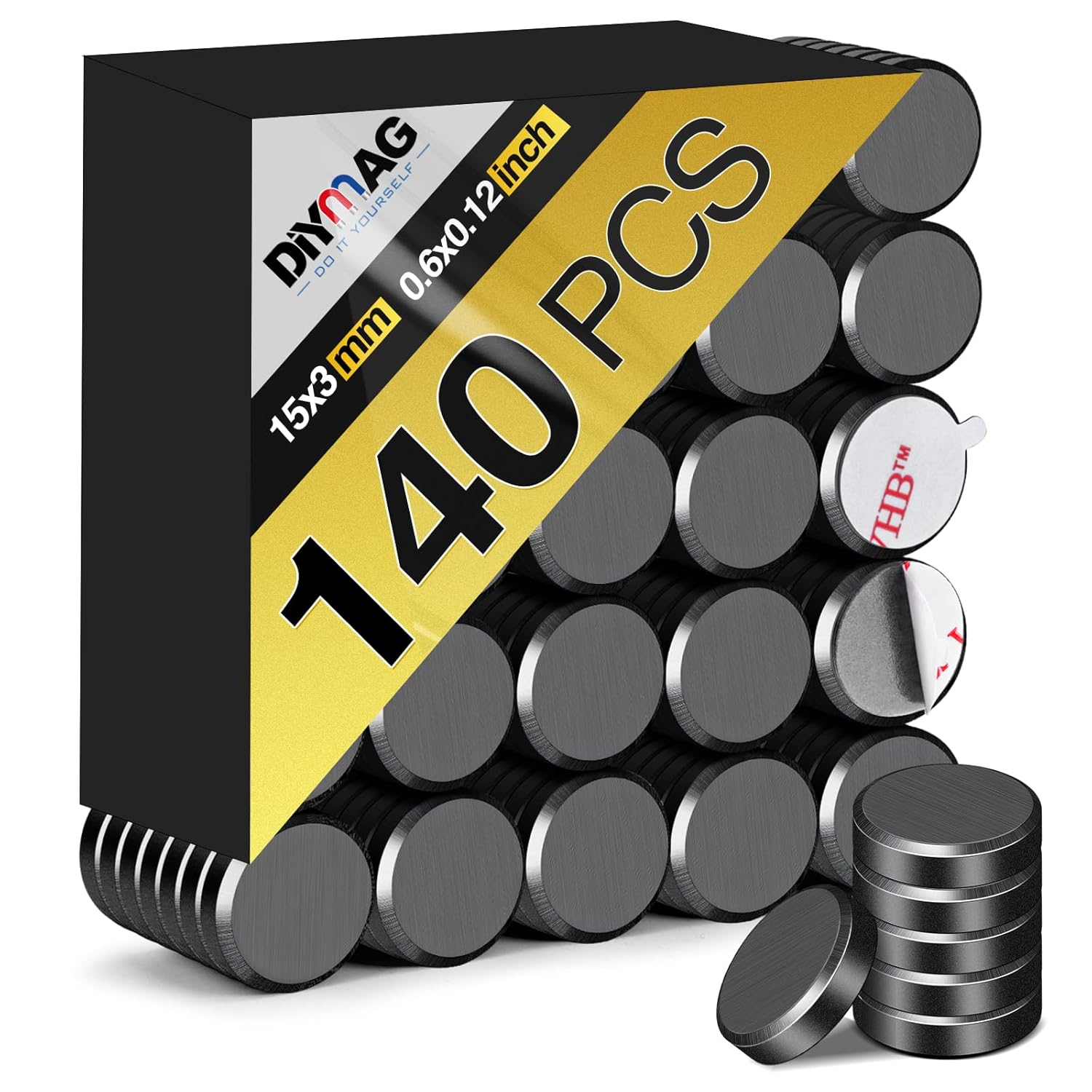 DIYMAG 140 imanes pequeños de cerámica para manualidades, imanes de disco redondos con respaldo adhesivo, imanes fuertes para refrigerador,