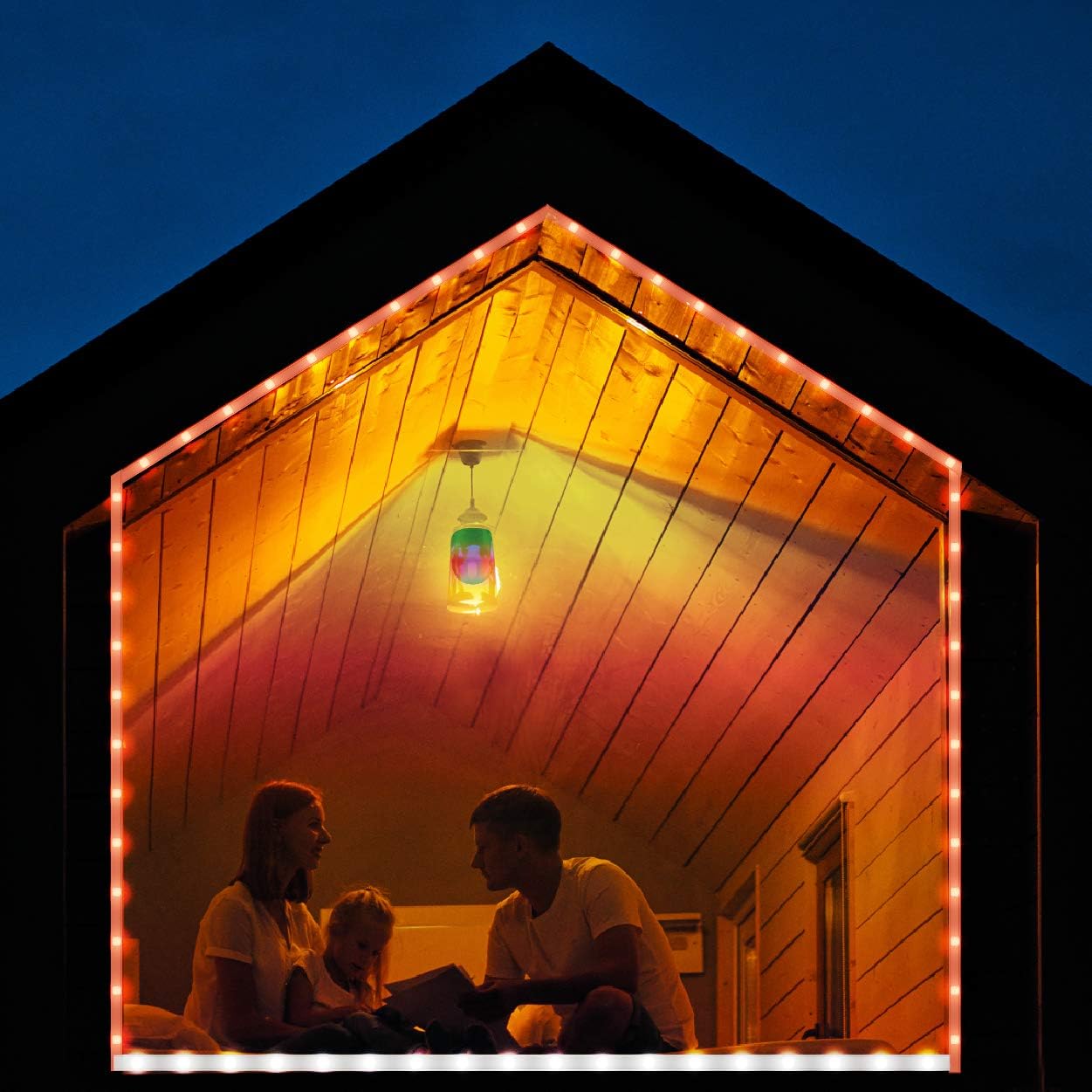 Gabba Goods Bombilla LED RGB que cambia de color y tira de luz LED RGB multicolor de 6 pies de largo, paquete de 2