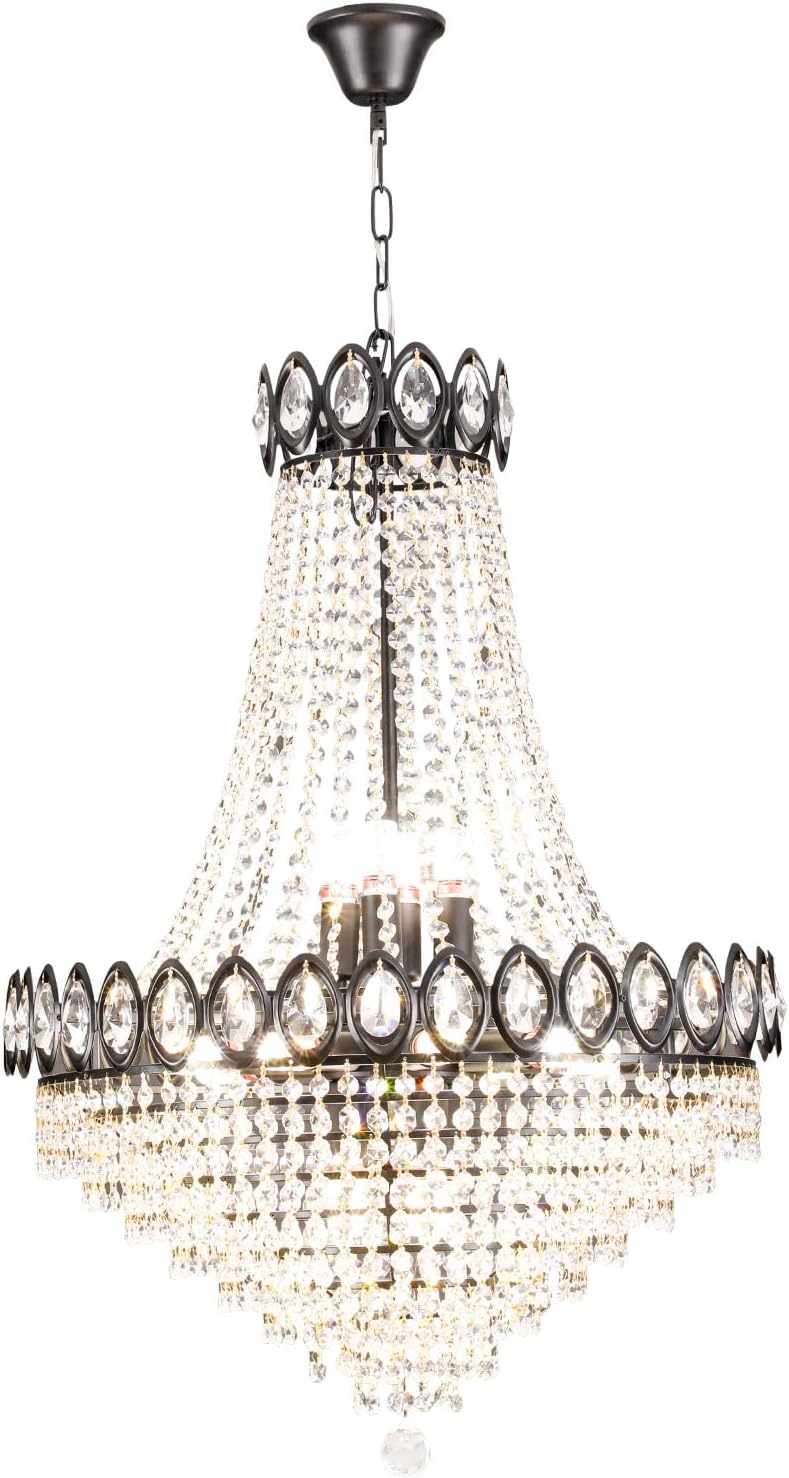 Lámpara de araña de cristal de lujo de 9 luces, moderna lámpara colgante de techo para sala de estar, dormitorio, cocina, isla, pasillo, comedor,
