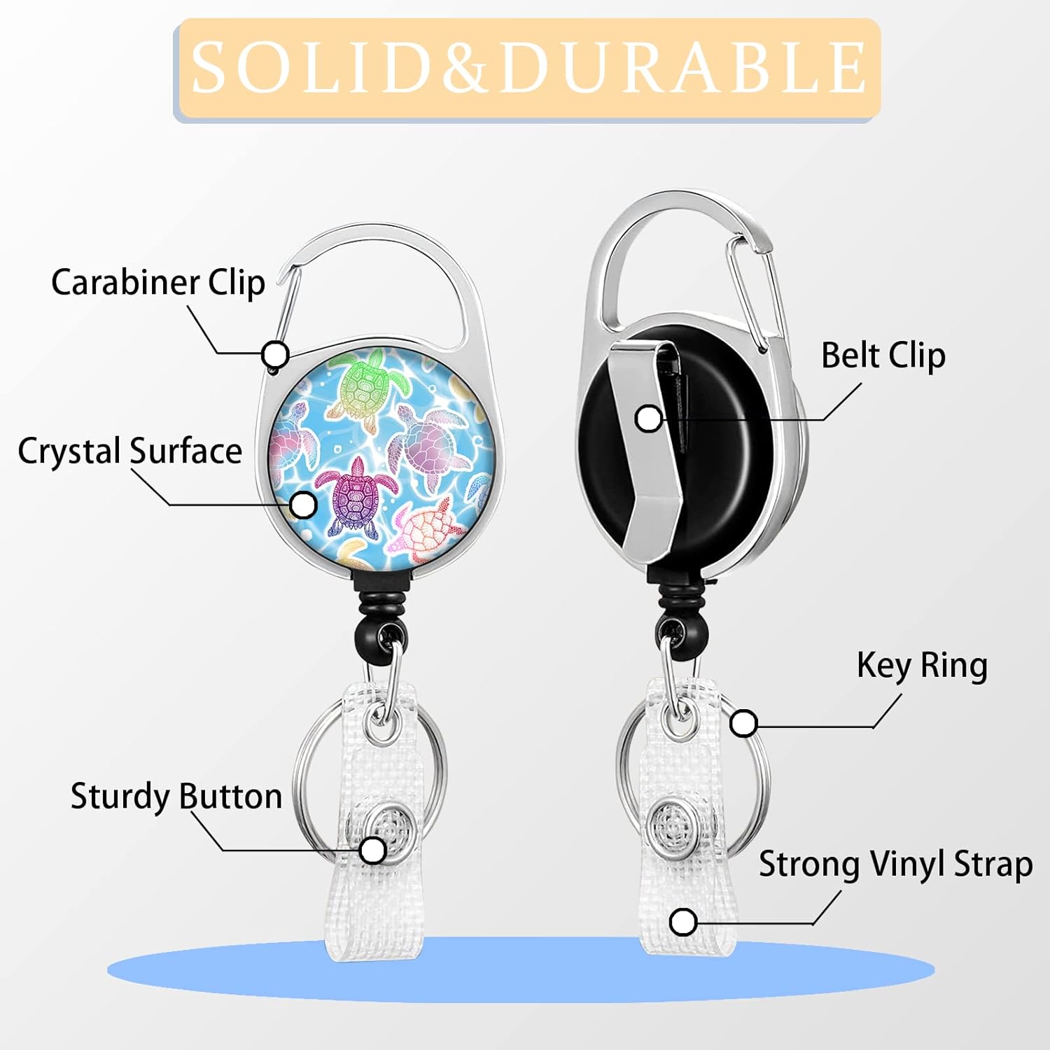 Soporte para insignia de tortuga marina con cordón, cordones para insignias de identificación para mujeres, lindo carrete de insignia retráctil,