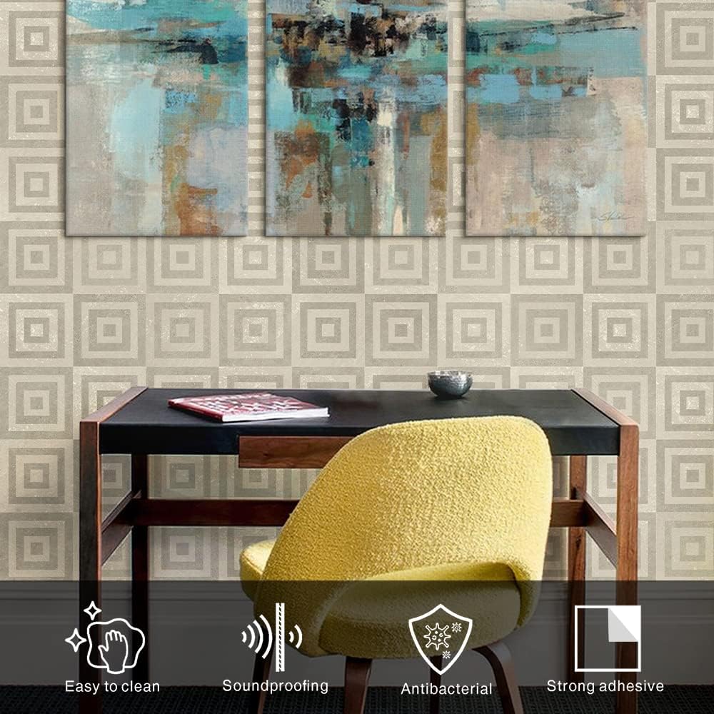 COLAMO Protector contra salpicaduras de lujo para despegar y pegar, azulejos cuadrados grandes de piedra sintética, para pegar en la pared, mosaico