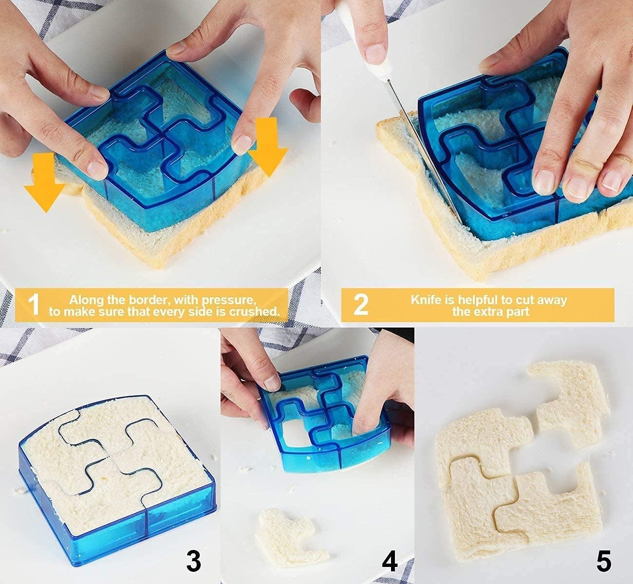 Paquete de 6 cortadores de sándwich y removedor de forma de corteza de pan para niños, formas de animales, moldes de pan, molde para tostadas,