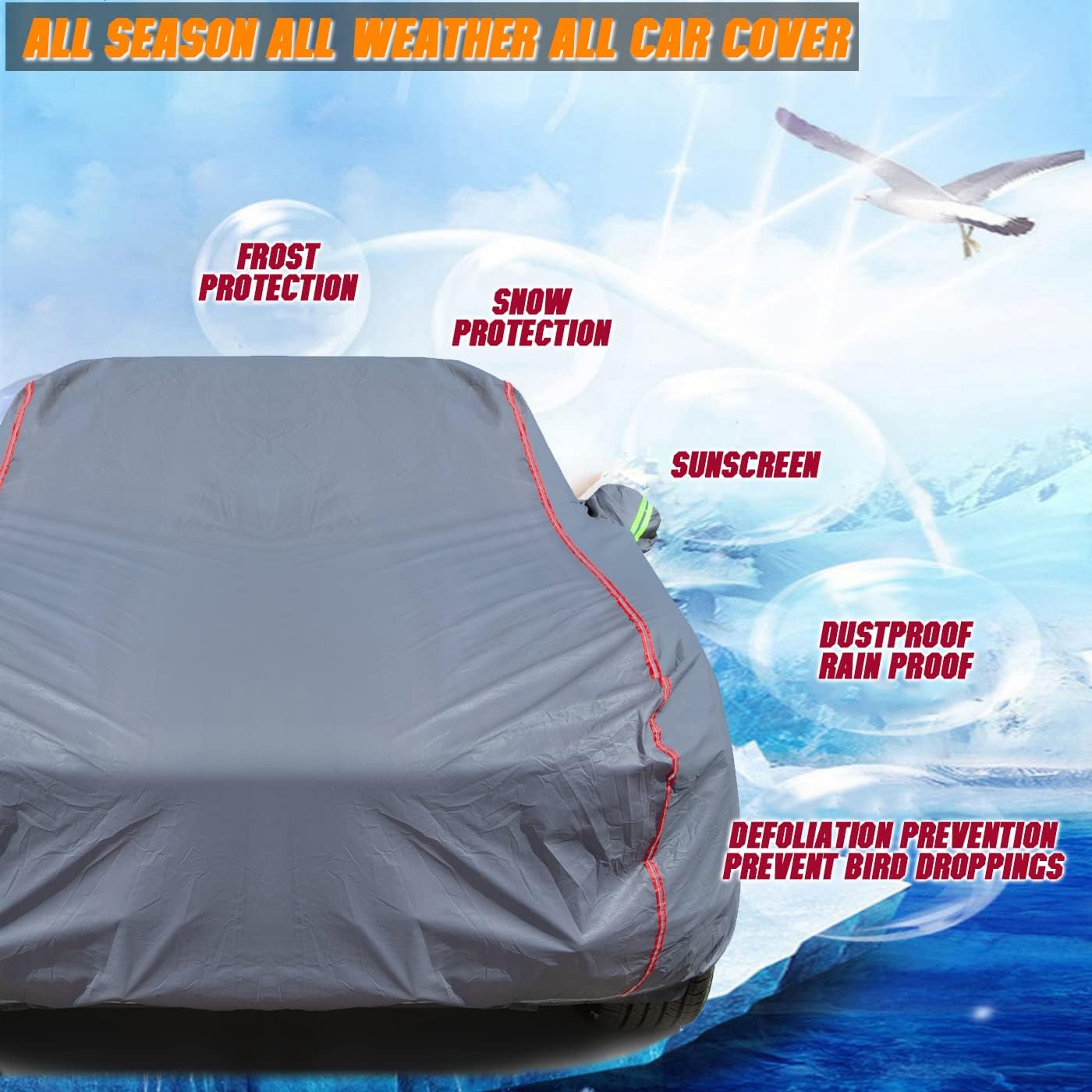 QUYDDC Nuevo material transpirable, cubierta impermeable para automóvil, cerraduras y puertas con cremallera, protector solar, impermeable,