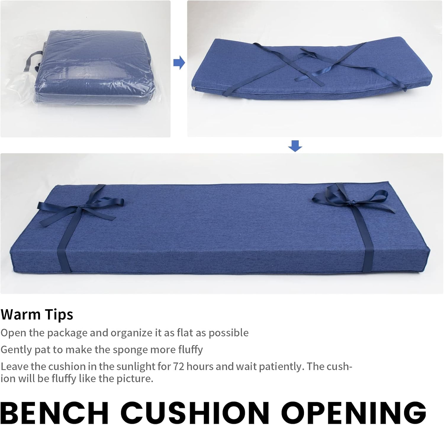 ROFIELTY Cojín de banco de 47 pulgadas, cojines de banco duraderos para muebles de interior, cojines de asiento antideslizantes para ventana de
