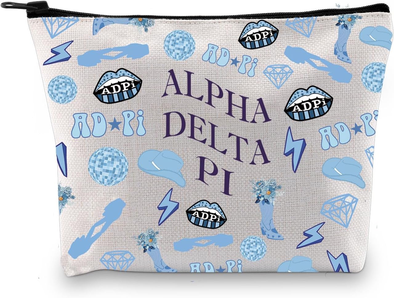 AD-PI – Bolsa de maquillaje griega, regalo de hermandad de hermandad, regalo inspirado en la hermandad, regalo para el día de la oferta, bolsa con