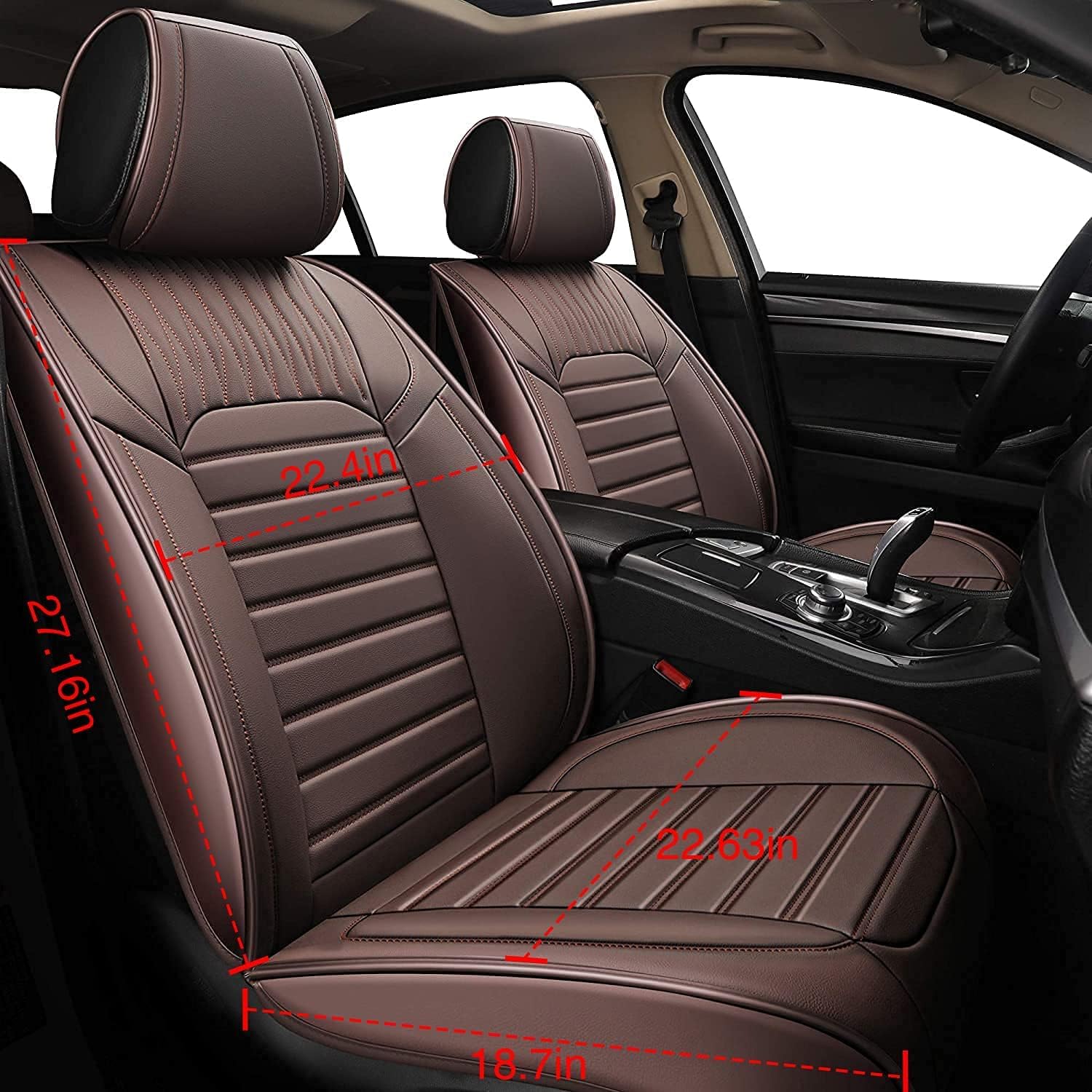 Juego completo de fundas de asiento de automóvil, funda de cojín antideslizante de piel sintética para vehículo, protectores impermeables para