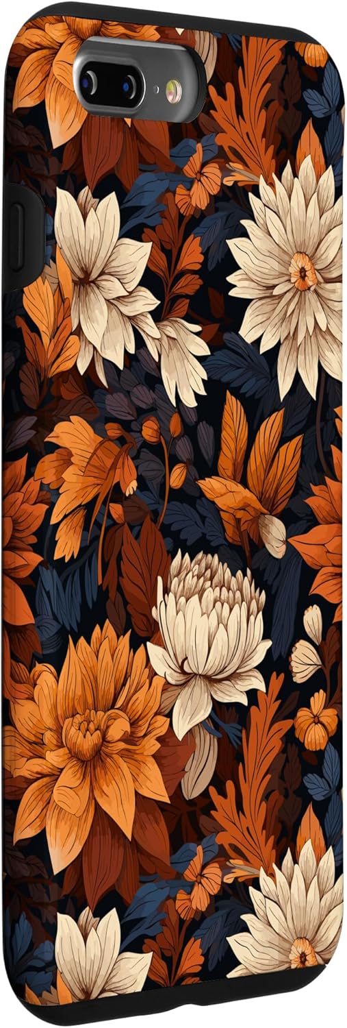 iPhone 7 Plus8 Plus Colores Cálidos de Diseño de Flores de Otoño – Funda con patrón floral de otoño