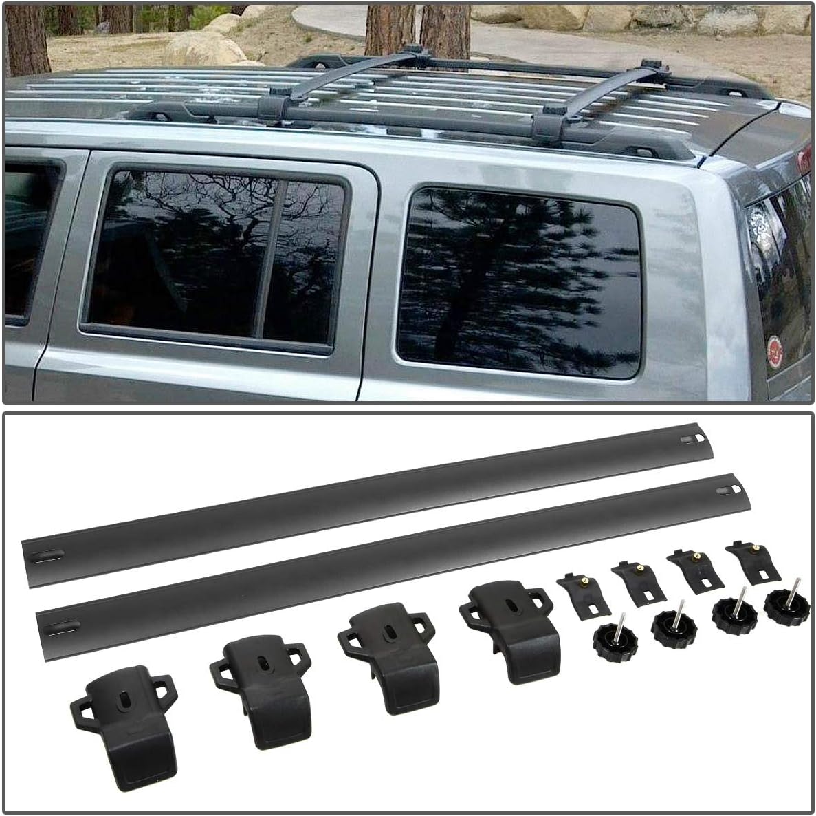 DNA MOTORING PT-ZTL-8082 – Par de barras transversales de aluminio para techo de automóvil, compatibles con Jeep Patriot 07-17, color negro
