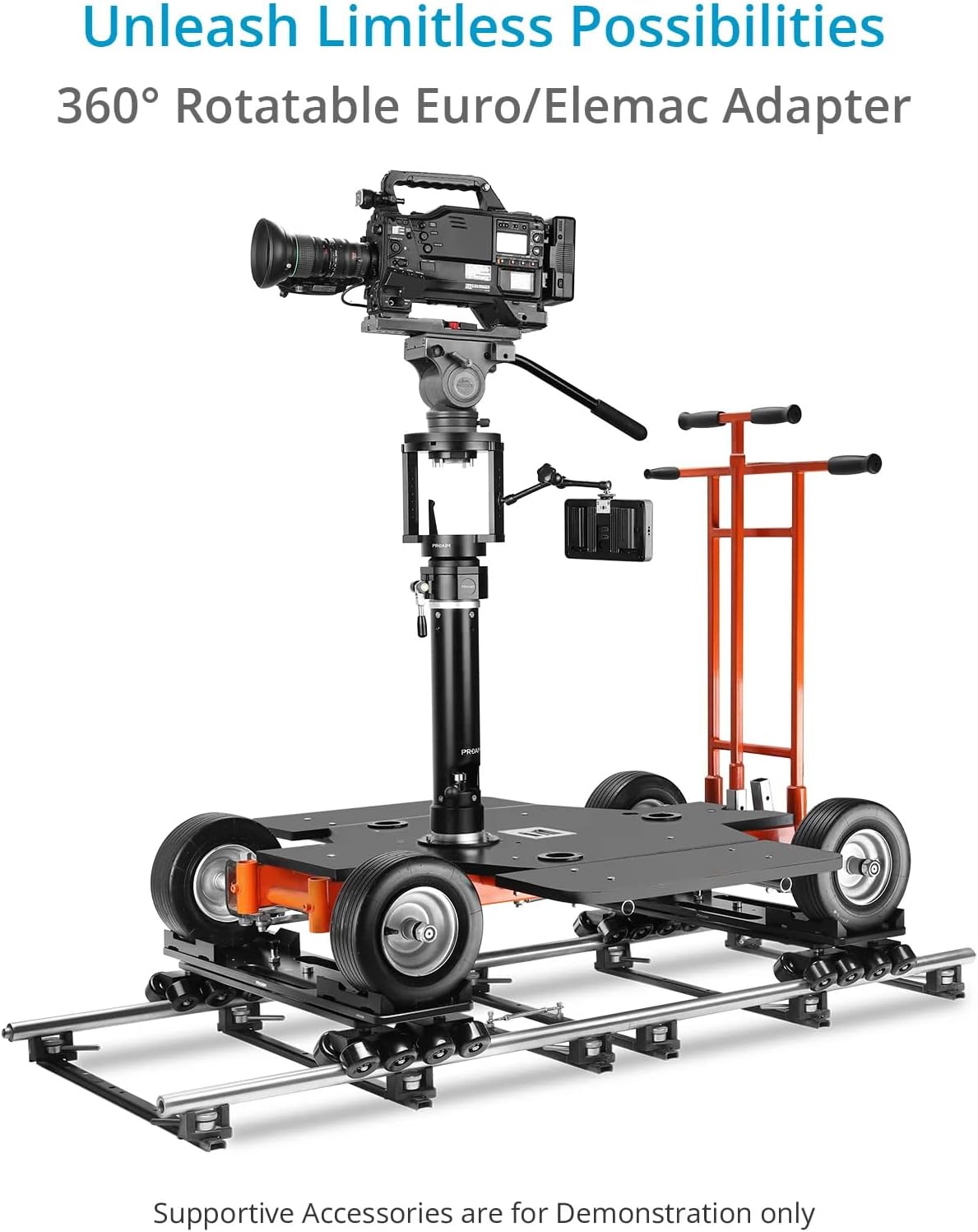 PROAIM Adaptador giratorio de 360 EuroElemac para Euro Mount Cine Dolly, Bazooka, JibCrane Etc. Suave giro de 360, con freno de rotación. Robusto y