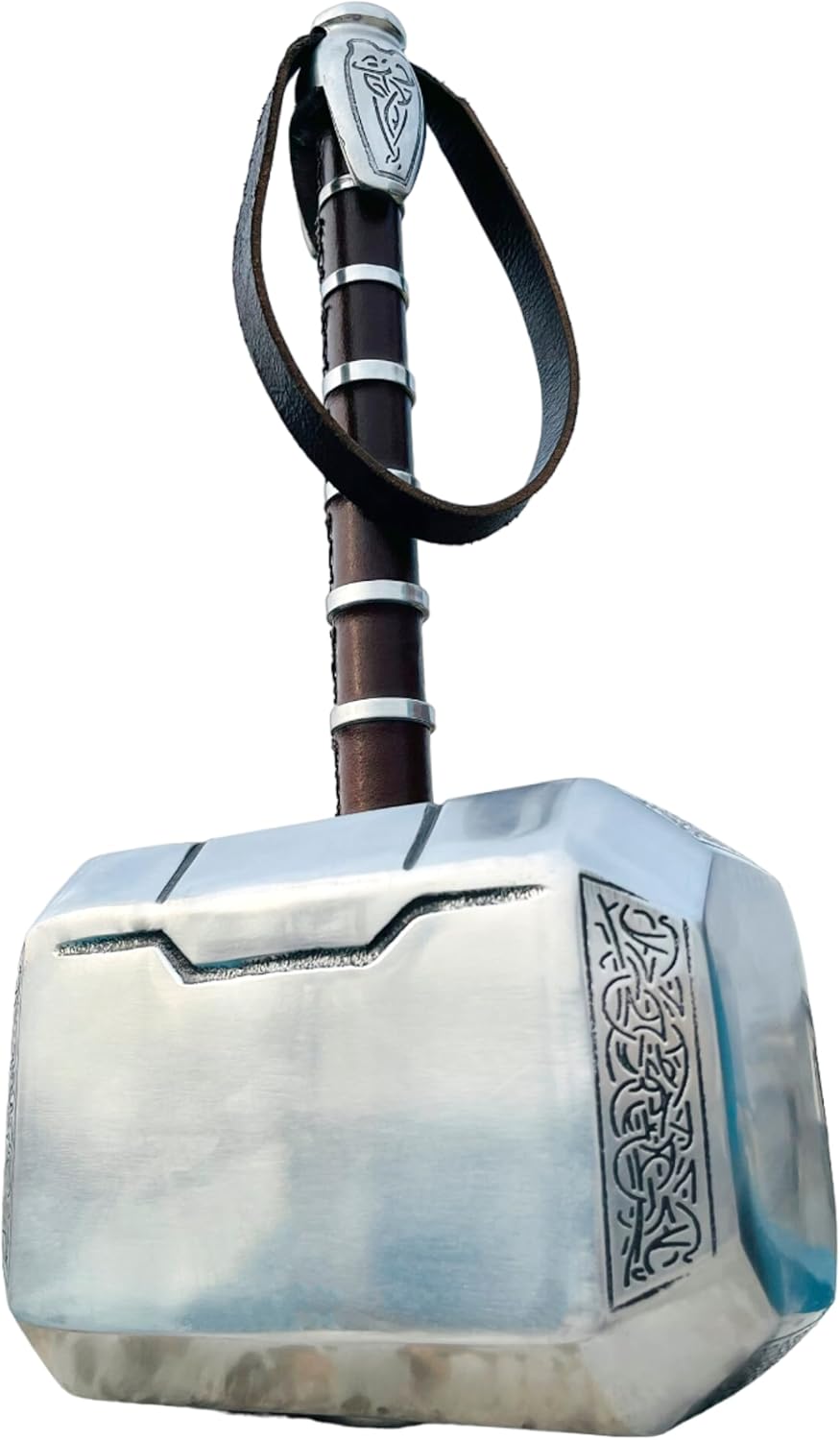 Martillo Mjolnir roto de metal de alta calidad, juego de rol, coleccionable a escala 11, réplica de cosplay con base de exhibición