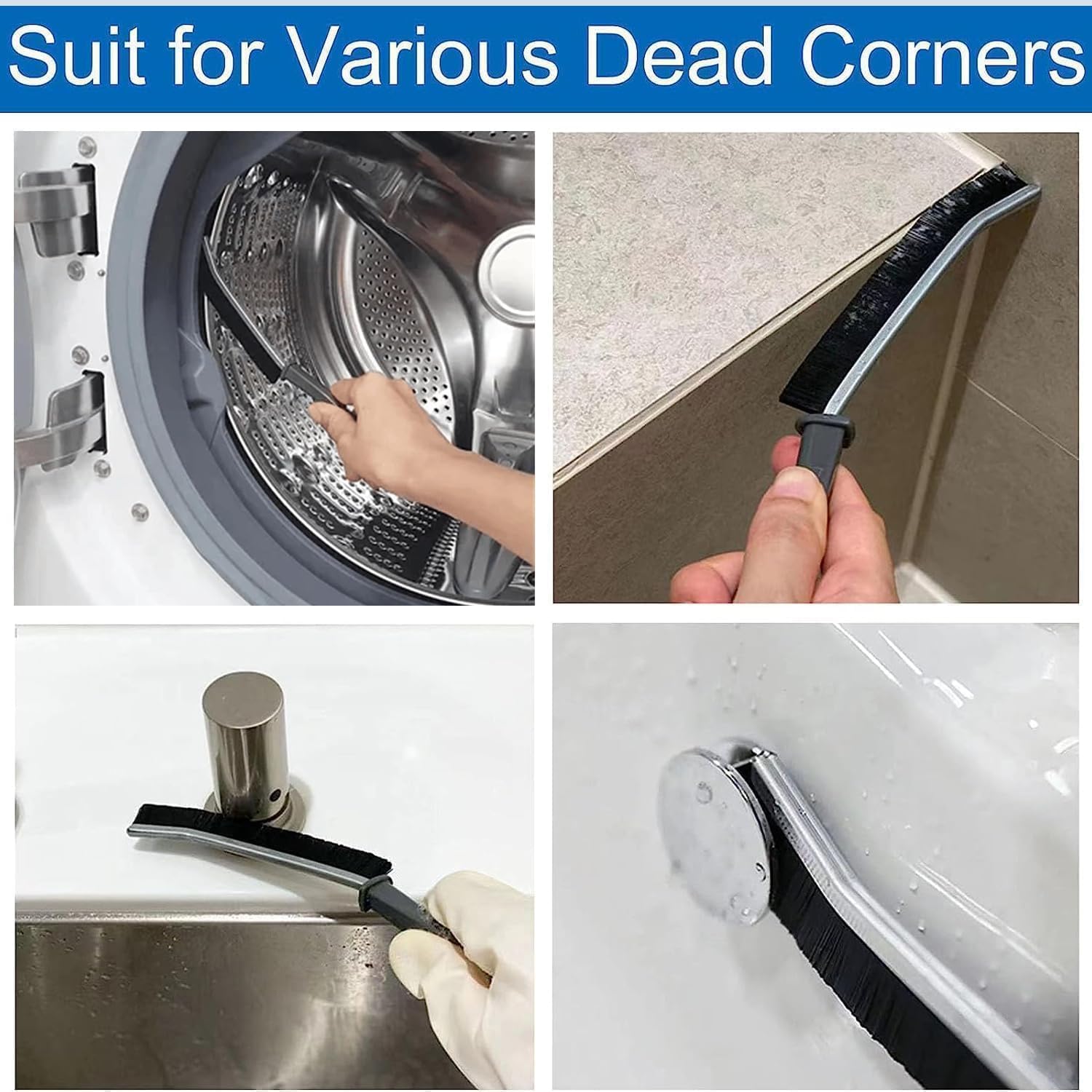 Cepillo de limpieza de huecos de baño, cepillos de cerdas duras, cepillo multifuncional de limpieza de ranura de mano, cepillo de esquina muerta