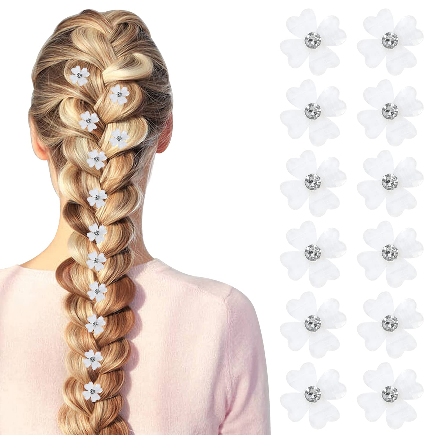 Pinzas pequeñas para el pelo con diseño de flores, diseño de ángel Penta, 12 unidades, bonitas, pequeñas, decorativas, para novia, boda, accesorio