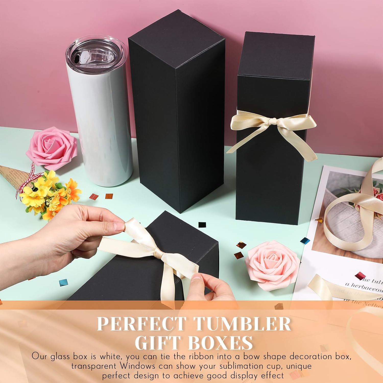 24 cajas de regalo para vasos de sublimación, caja de regalo con cinta para 12 onzas, 20 onzas, 30 onzas, prensa de calor, vasos de sublimación,