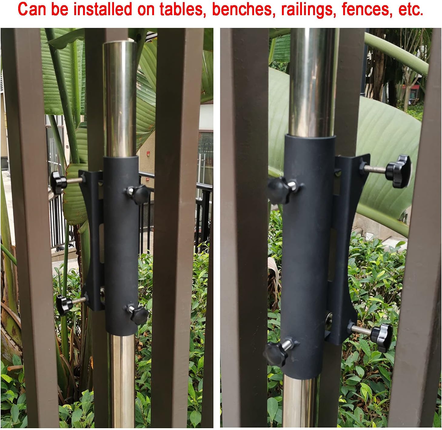 Soporte resistente para sombrilla de patio, soporte de paraguas de banco, soporte de paraguas con clip fijo para cubierta, barandillas, playa,