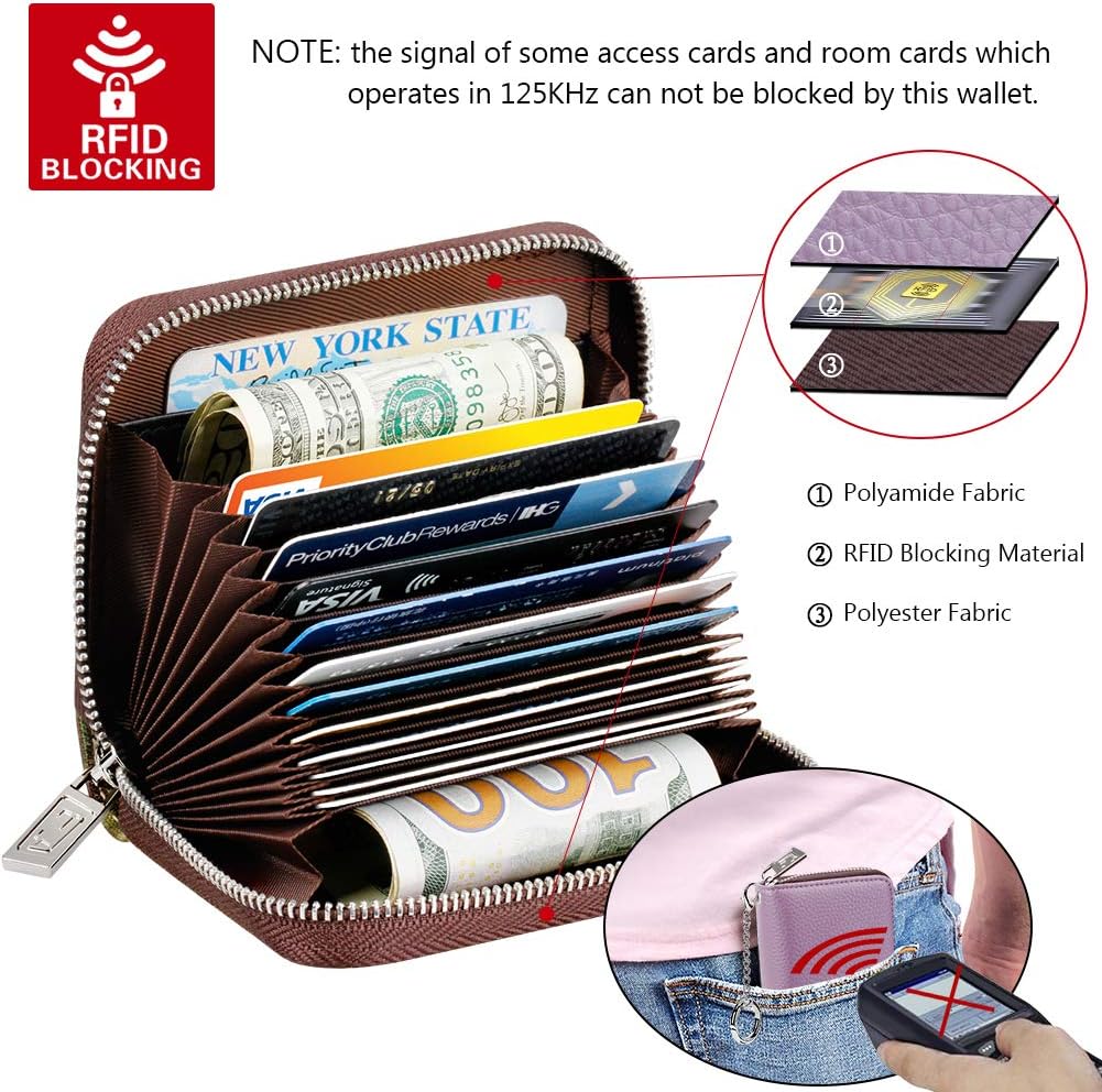 FurArt – Cartera para tarjetas de crédito, soporte para tarjetas con cremallera para hombres y mujeres, bloqueo RFID, cartera con llavero, tamaño