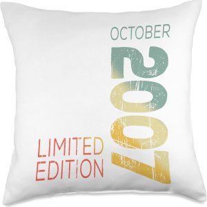 Mes de octubre Año Retro Vintage 2007 – Almohada (18 x 18 pulgadas), multicolor Mes de octubre Año Retro Vintage 2007 – Almohada (18 x 18 pulgadas), multicolor