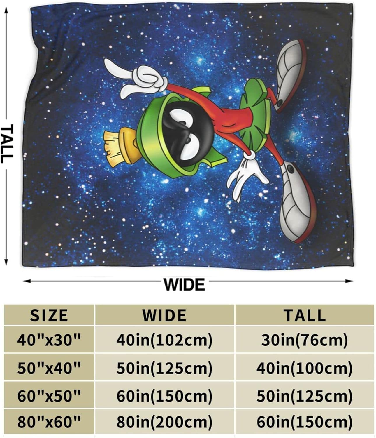 ma-rvin – Manta de franela de dibujos animados ma-rtian suave, acogedora y ligera para ropa de cama del hogar, 80 x 60 pulgadas
