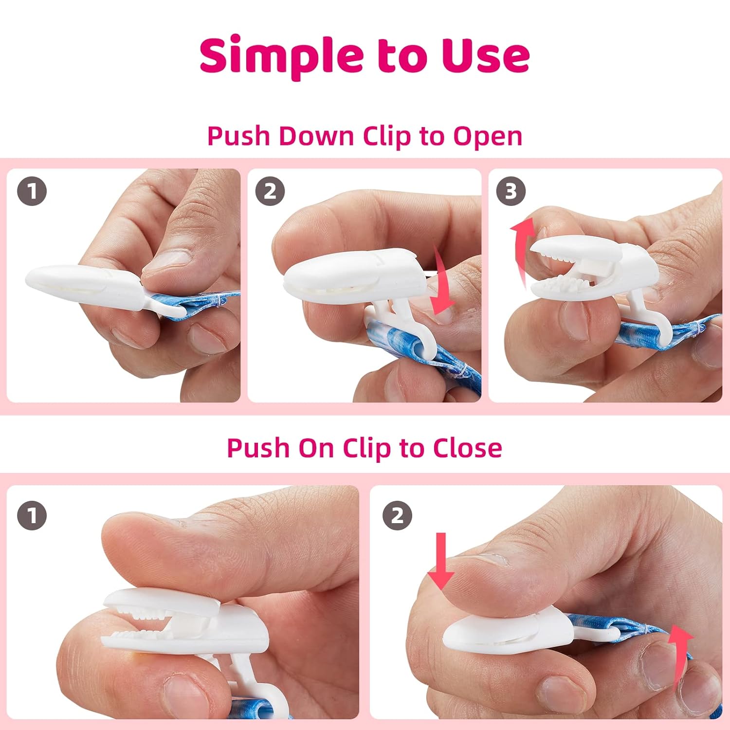 Smlpuame Clip para chupete para niña, paquete de 6 elegantes correas para bebés, soporte para paci con clip, ligero, universal, se adapta a la